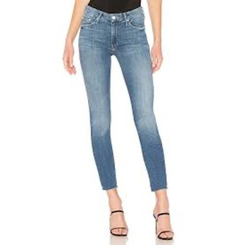 Mother High Waisted Looker Ankle Fray Jeans One Smart Cookie Size 24" 26"